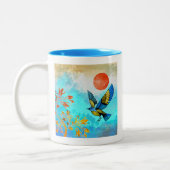 Bird Tree Sun Zweifarbige Tasse (Links)