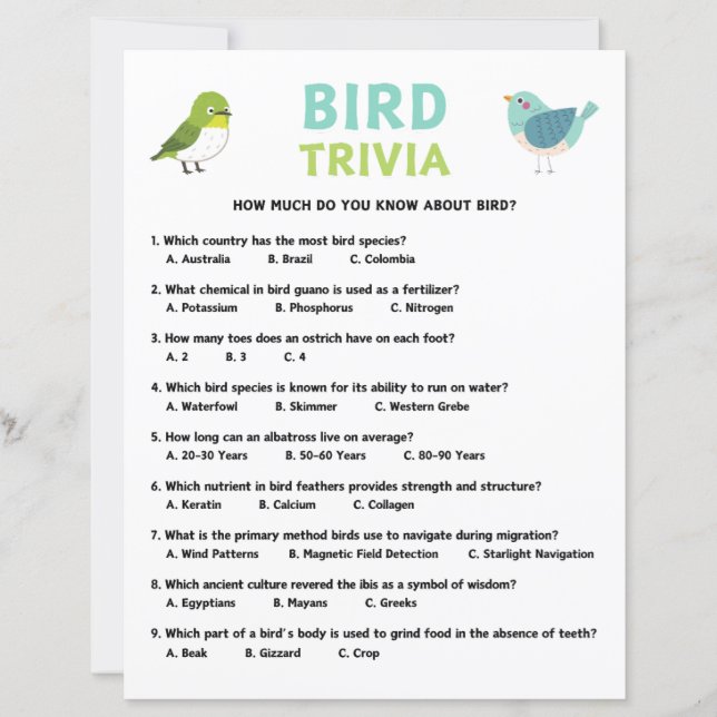 Bird Trivia Game (Vorderseite)
