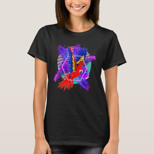 Bird Tropical Animal Retro Vaporwave Parrot T-Shirt (Vorderseite)
