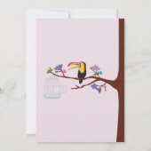 Bird Tucan GirI Birthday Pink Twins Einladung (Rückseite)