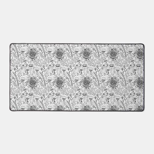 Bird und Blume-Doodle-Verpackungspapier Schreibtischunterlage (Vorderseite)