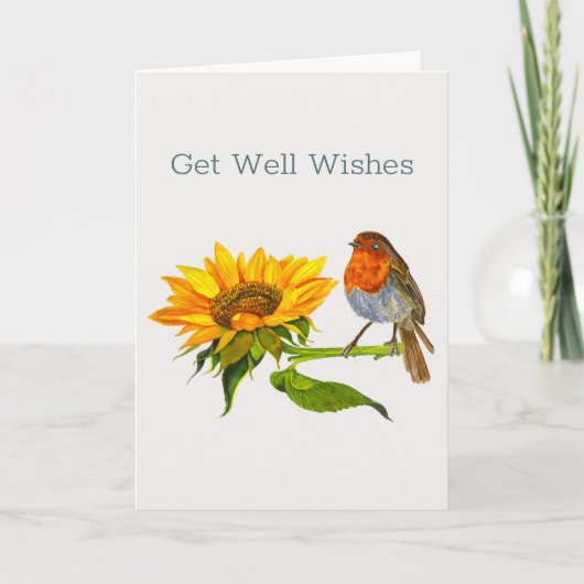 Bird und Sunflower Cheery erhalten Well Card Karte (Vorderseite)