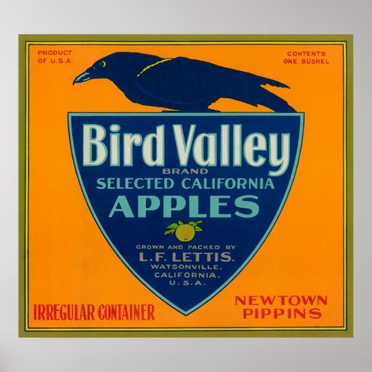 Bird Valley Apple Crate LabelWatsonville, CA Poster (Vorne)