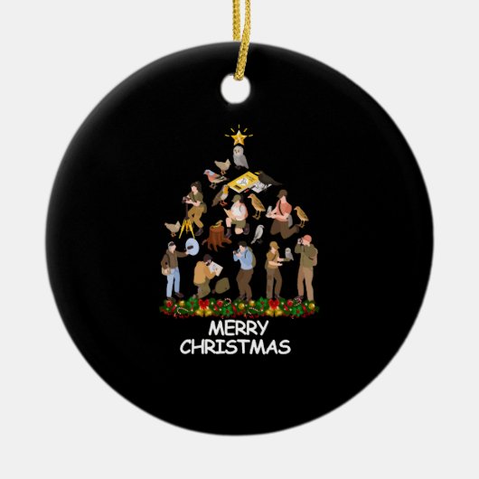 Bird Watching Weihnachtsbaum frohe Weihnachten Keramik Ornament (Vorne)