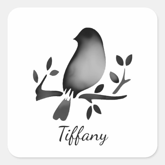 Bird watercolor black white saturated quadratischer aufkleber (Vorderseite)