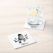 Bird watercolor black white saturated rechteckiger pappuntersetzer (Vor Ort)