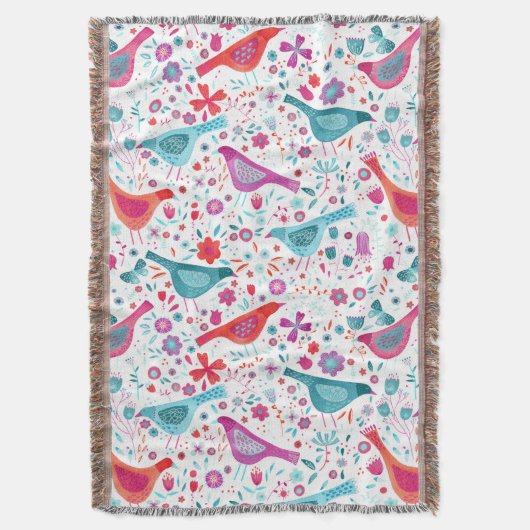Bird Watercolor Floral Boho Decke (Vorderseite Vertikal)