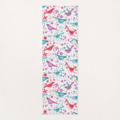 Bird Watercolor Floral Boho Yogamatte (Vorderseite)