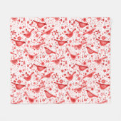 Bird Watercolor Red Fleecedecke (Vorderseite (Horizontal))