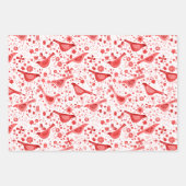 Bird Watercolor Red Geschenkpapier Set (Vorderseite)