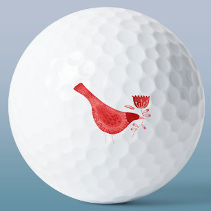 Bird Watercolor Red Golfball
