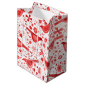 Bird Watercolor Red Mittlere Geschenktüte (Vorderseite Schrägansicht)