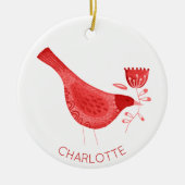 Bird Watercolor Red Personalisiert Keramik Ornament (Vorne)