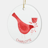 Bird Watercolor Red Personalisiert Keramik Ornament (Links)