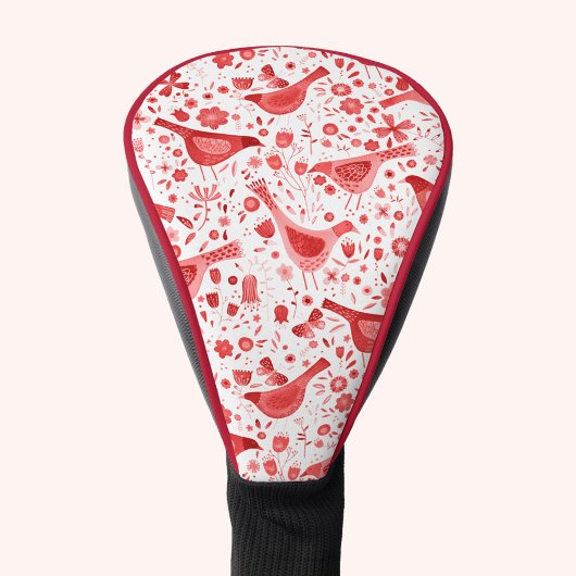 Bird Watercolor Red White Golf Headcover