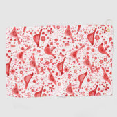 Bird Watercolor Red White Golfhandtuch (Horizontal)