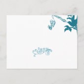 Bird Wedding Einladung Sea Blue Schriftart auf Wei (Rückseite)