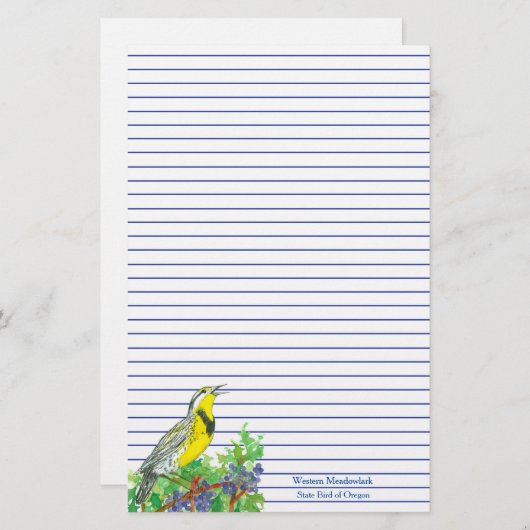 Bird Western Meadowlark Blue Lined Briefpapier (Vorne/Hinten)