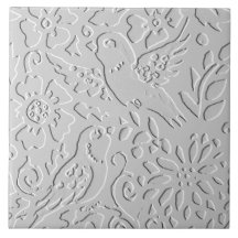 Bird White Gray Black Embossed Woodland Animal