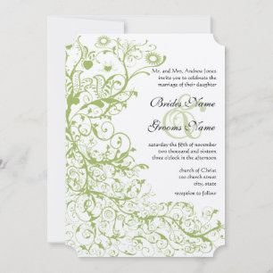 Bird & Wirbel auf Eis-Grüne Hydrangea-Hochzeit Einladung