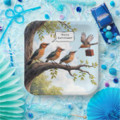 Bird with Office Briefcase Rentierung Pappteller (Party)