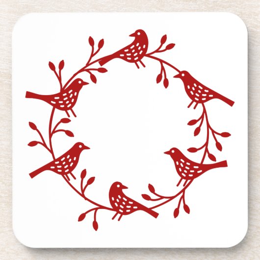 Bird Wreath Modern Scandi Getränkeuntersetzer (Vorderseite)