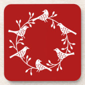 Bird Wreath Moderner Skandinavien Getränkeuntersetzer (Vorderseite)