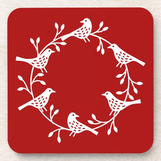 Bird Wreath Moderner Skandinavien Getränkeuntersetzer (Vorderseite)