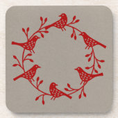 Bird Wreath Moderner Skandinavien Getränkeuntersetzer (Vorderseite)