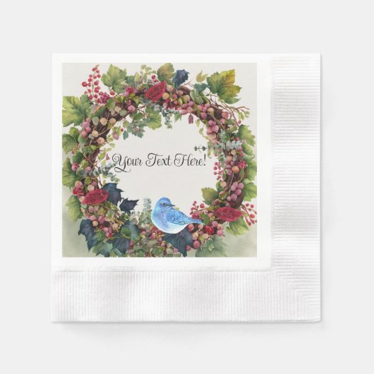 Bird & Wreath Paper Napkins Serviette (Vorderseite)