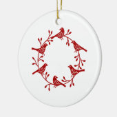 Bird Wreath Red auf White Modern Scandi Keramik Ornament (Links)