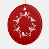Bird Wreath White Red Keramik Ornament (Links)