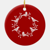 Bird Wreath White Red Keramik Ornament (Hinten)
