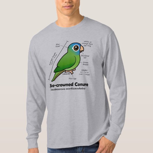 Birdable Blue-Kroning-Conure-Statistik T-Shirt (Vorderseite)
