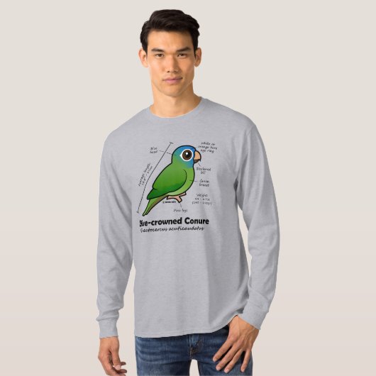 Birdable Blue-Kroning-Conure-Statistik T-Shirt (Vorne ganz)