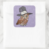 Birdable Screech Owl Hexe Quadratischer Aufkleber (Tasche)