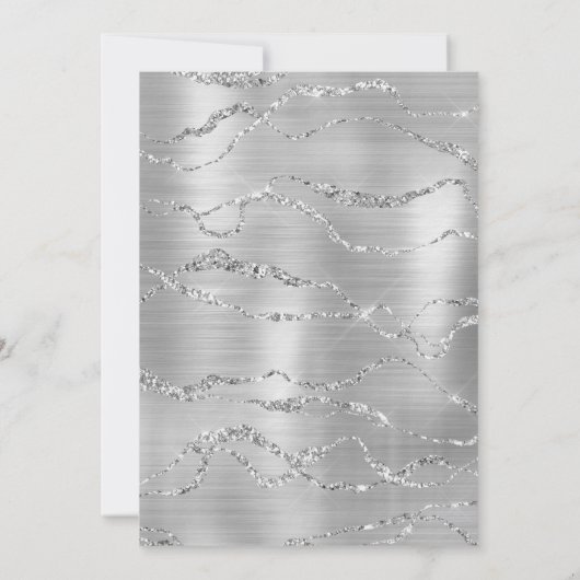 Birday silberweiß elegante Luxus-Einladung Einladung (Rückseite)