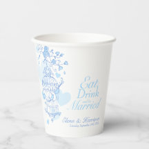 Birdcage Hochzeit individuelle Name blau-weiß