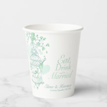 Birdcage Hochzeit individuelle Name grün und weiß