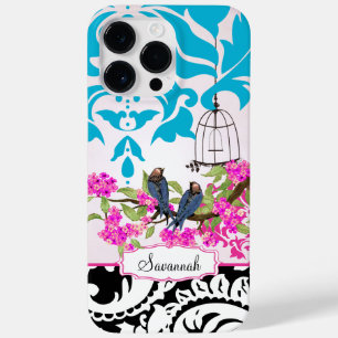 Birdcage Love Bird Pink Aqua Damask iPhone Case