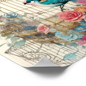 Birdcage Mixed Media Collage Ephemere Decoupage Poster (Ecke)