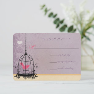 Birdcage Pink und Eggplant Einladungen zur Hochzei