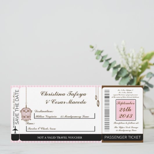 Birdcage/rosa str einladung (Stehend Vorderseite)