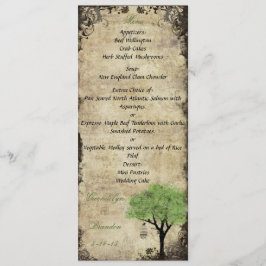 Birdcage und Tree Green Wedding Menu Card Menükarte