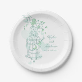 Birdcage-Vögel Hochzeitsvögel, grüne Papiertüte Pappteller