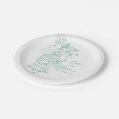 Birdcage-Vögel Hochzeitsvögel, grüne Papiertüte Pappteller (Schrägansicht)