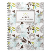 Birdcages Floral Pattern Personalisiertes Notebook Notizblock (Vorderseite)