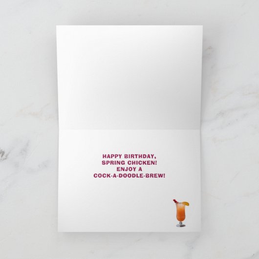 Birdday Tropical Rooster Cocktails Strand Karte (Innenseite)