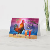 Birdday Tropical Rooster Cocktails Strand Karte (Vorderseite)