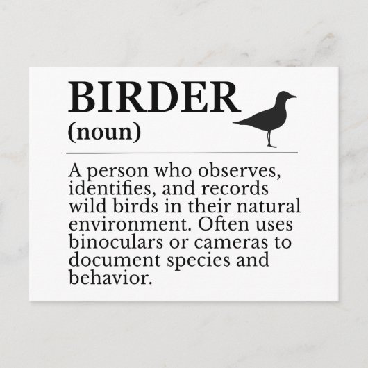 Birder definition - wild bird observer postkarte (Vorderseite)
